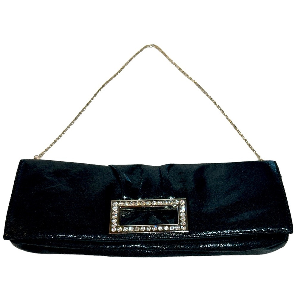 Call It Spring Black Shimmer Rhinestone Clutch Shoulder Bag Purse Prom Formal‎
